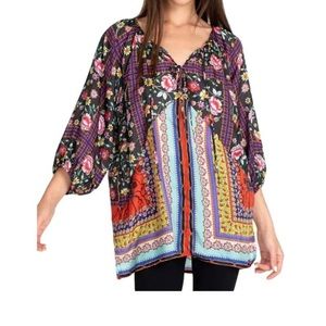 Johnny WAS 100 % SILK sheer tunic nwt xl 100% silk- MAKE aN OFFER!!! NWT GIFT